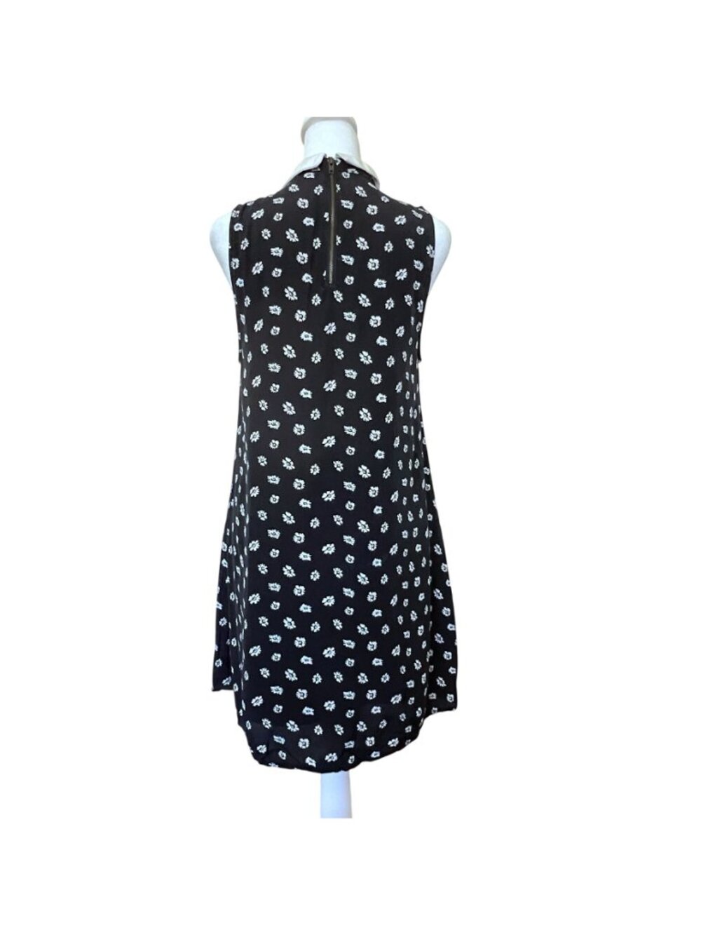 Forever 21 Sleeveless Mini Dress Peter Pan Collar Sz S Ditsy Floral Mod Swing - Picture 2 of 8